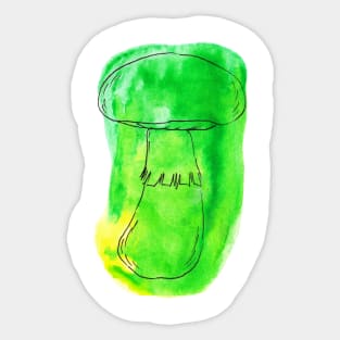 Green Watercolor Mushroom Sticker